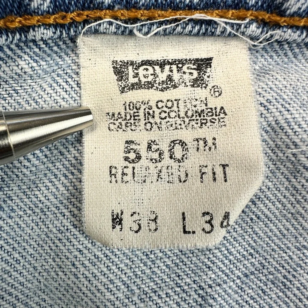 VTG Levi's 550 Jeans Mens 38x34 Blue Denim Red Tab Relaxed Fit Distressed